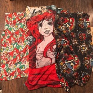 3x Disney Loungefly Scarf Little Mermaid Ariel 44x72 Oblong Full Print Hot Topic